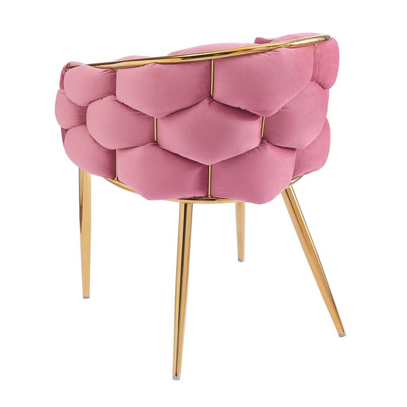 Set of 2 Luxury Handmade Accent Chair with Gold Legs, Modern Velvet Armchair Dining Chair for Living Room Bedroom