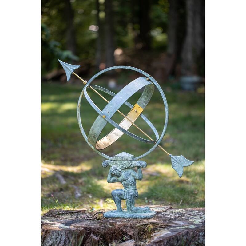 28" Verdigris Atlas Armillary Sundial with Brass Accents by Good Directions