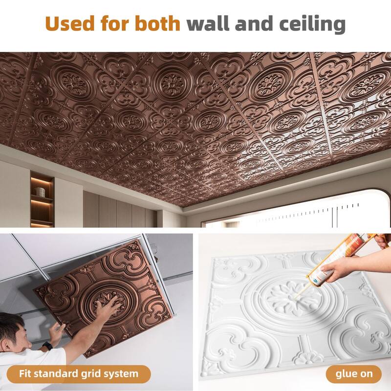 Atr3d 12 Pack 24"x24" 3D Wall Panel Ceiling Tiles Cover 48 Sq.Ft. for Home Decor