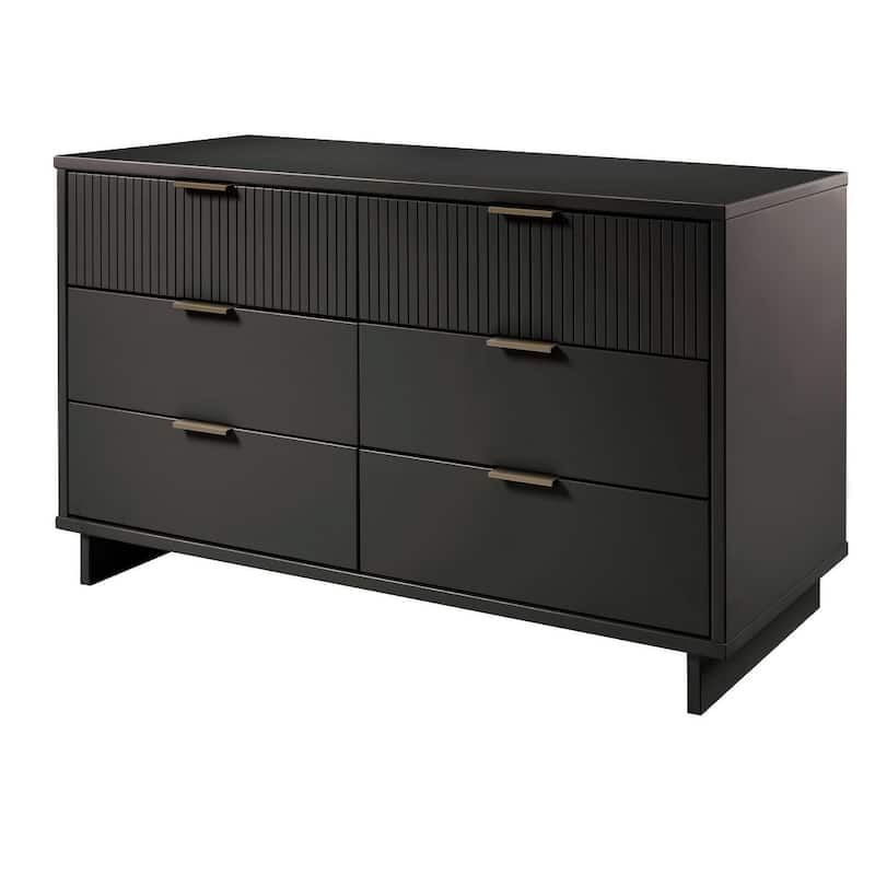 Manhattan Comfort Granville 55.07" Modern Double Wide 6 Drawer Dresser