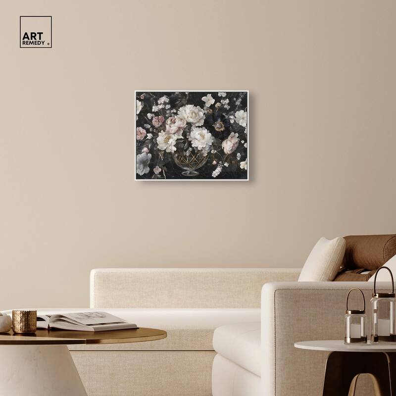 Peonies in Glass Vase Canvas by Art Remedy
