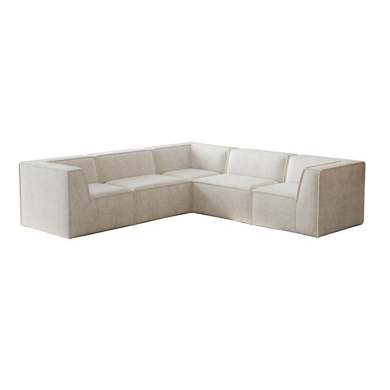 L Shape Sectional Sofa 5pc Loveseat Sofa Chenille Modular Sleep Couch Bed for Livingroom Recliner Sofa Floor Upholstered Daybed