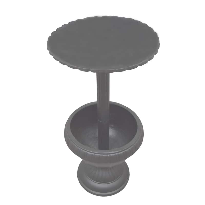 Ornate Round Cast Aluminum Metal 35-in Bird Bath and Planter Vase Combo