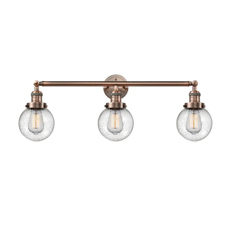 Innovations Lighting Beacon 3 Light 30" Wide Bathroom Vanity Light - Antique Copper / Seedy