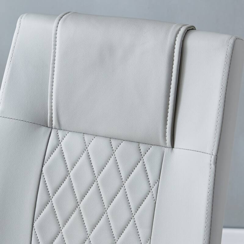 Faux Leather Dining Room Chairs with Upholstered Seat, Modern Kicthen Chairs Armless Accent Chairs with Metal Legs, Set of 4