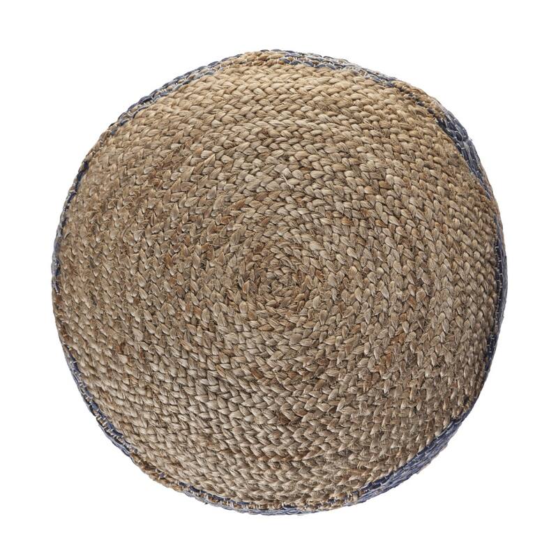 HomeRoots 18" Blue Jute Ottoman