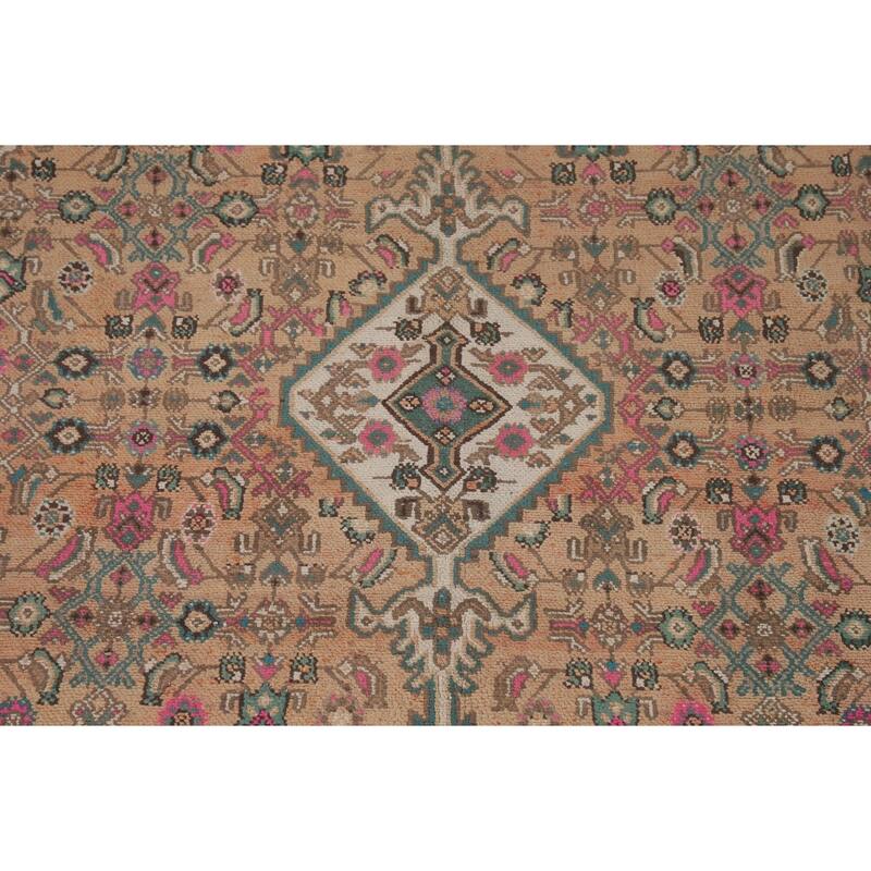 Geometric Hamedan Persian Vintage Area Rug Handmade Wool Carpet - 6'7"x 10'4"