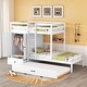 preview thumbnail 1 of 7, White Twin-Over-Twin Pine Bunk Bed with Wardrobe, Drawers, Shelves, Guardrail White