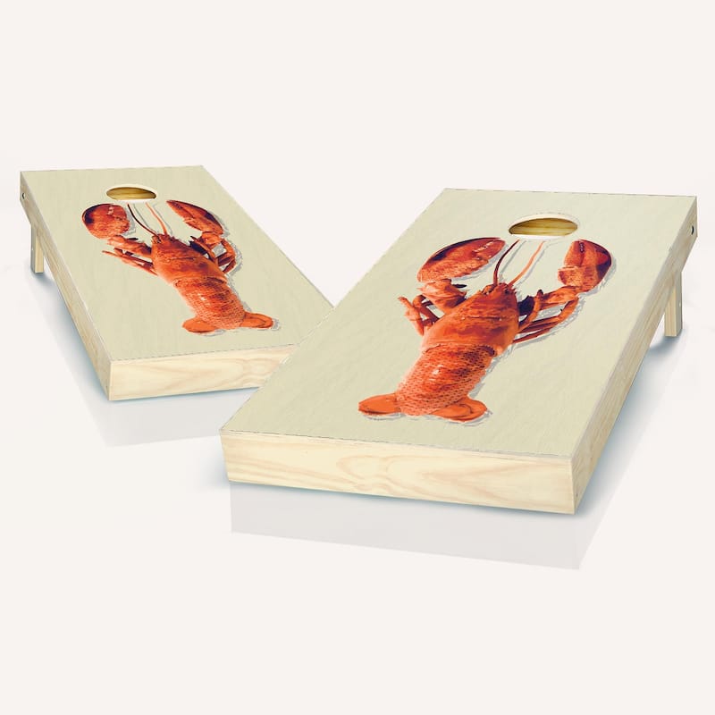 Lobster Cornhole Board Outdoor Game Set - 2x4 Boards (24" x 48") - Include ALL Accessories