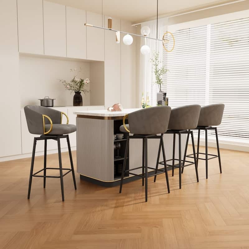 Dining Chairs Set of 4 Modern Style Bar Chairs with Simple Design - Grey+Black