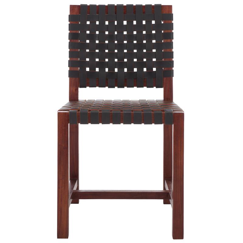 SAFAVIEH Arlene Solid Wood & Leather Dining Chair (Fully Assembled) - 18.3 In. W x 20.3 In. D x 33.7 In. H - 18Wx20Dx34H