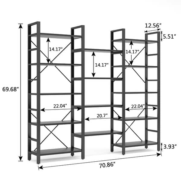 Bookshelf Triple Wide 5 Shelf Bookcase Open Bookshelf Vintage Industrial Style Overstock 31892195