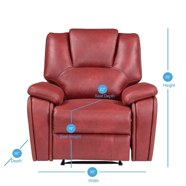 dimension image slide 2 of 3, Steve Silver Kameryn Faux Leather Manual Recliner