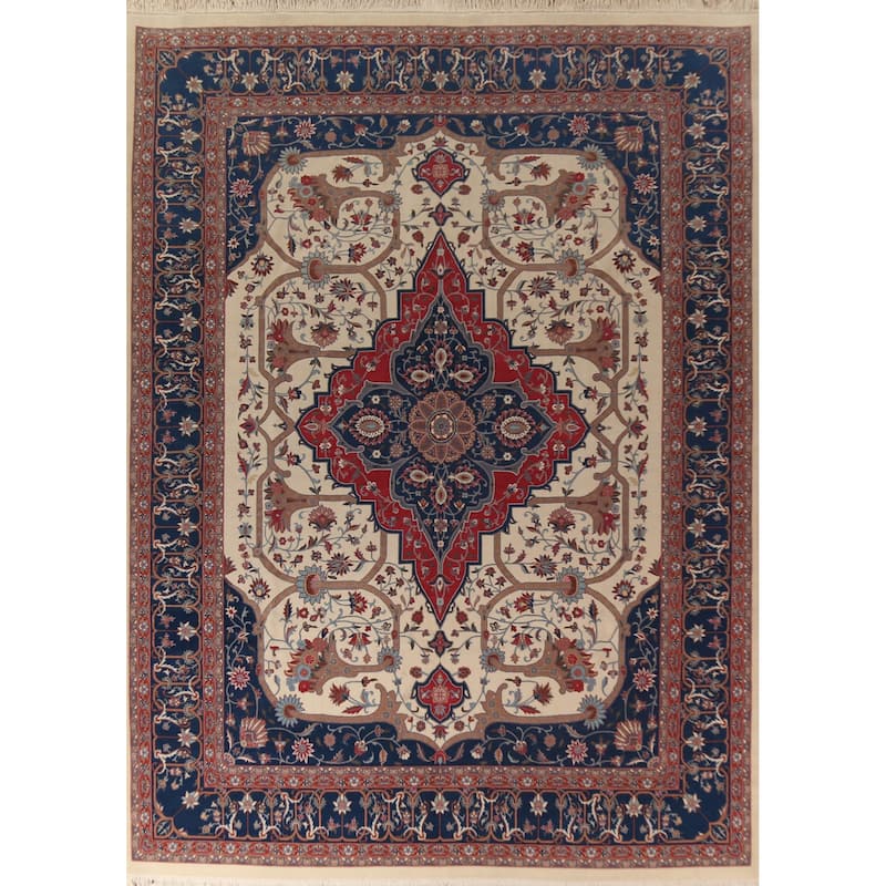 Vegetable Dye Aubusson Chinese Area Rug Beige Hand-Knotted Wool Carpet - 9'1"x 12'3"