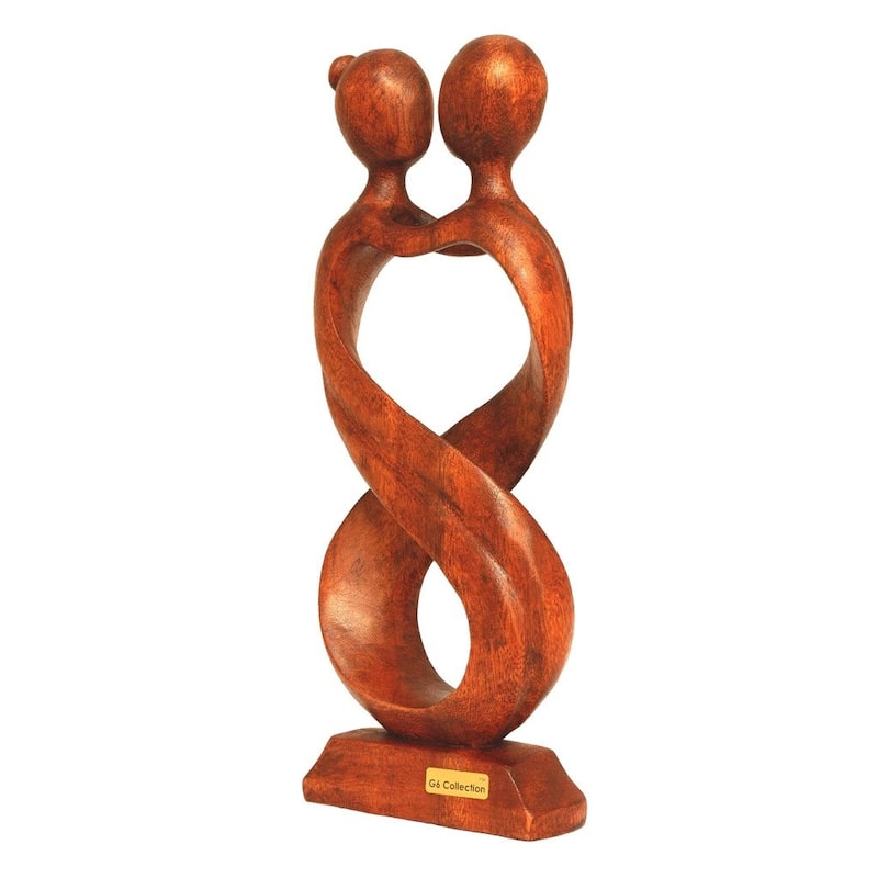 12" Wooden Handmade Abstract Sculpture Statue Handcrafted "Infinite Love" Gift Home Decor Figurine Decoration Hand Carved