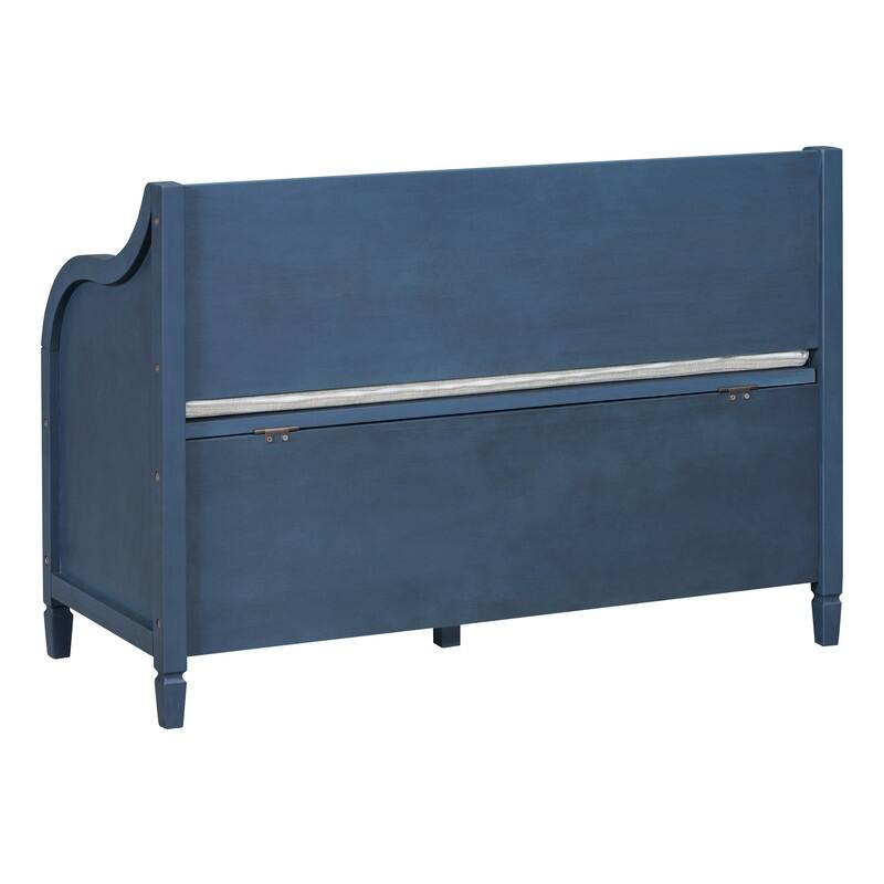 Wood Multi-functional Storage Bench with Safety Hinge, for Entryway