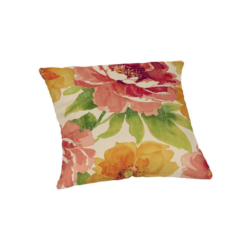 Casual Cushion Floral 1-Piece Indoor/Outdoor Square Throw Pillow, 15"W x 15"L, Muree Primrose - 15"W x 15"L - 15"W x 15"L - Muree Primrose