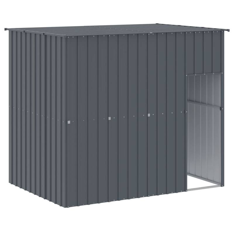vidaXL Dog House with Run Light Gray/Anthracite multisize Galvanized Steel - 84.3" x 60.2" x 71.3" - Anthracite