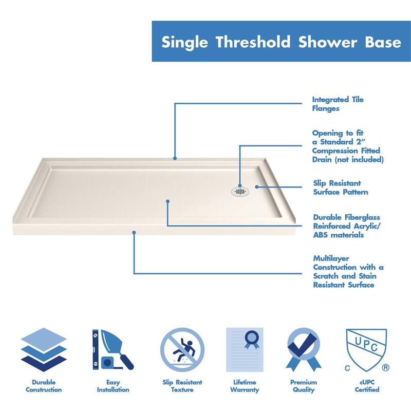 DreamLine Infinity-Z 30 in. D x 60 in. W x 74 3/4 in. H Sliding Shower Door and Shower Base Kit