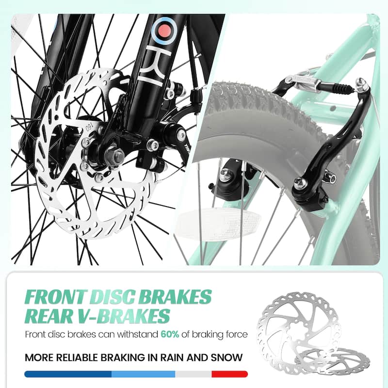 20 Inch Kids Mountain Bike for Boys & Girls Ages 6-12, 7-Speed Steel Frame with Front Suspension & Disc Brakes