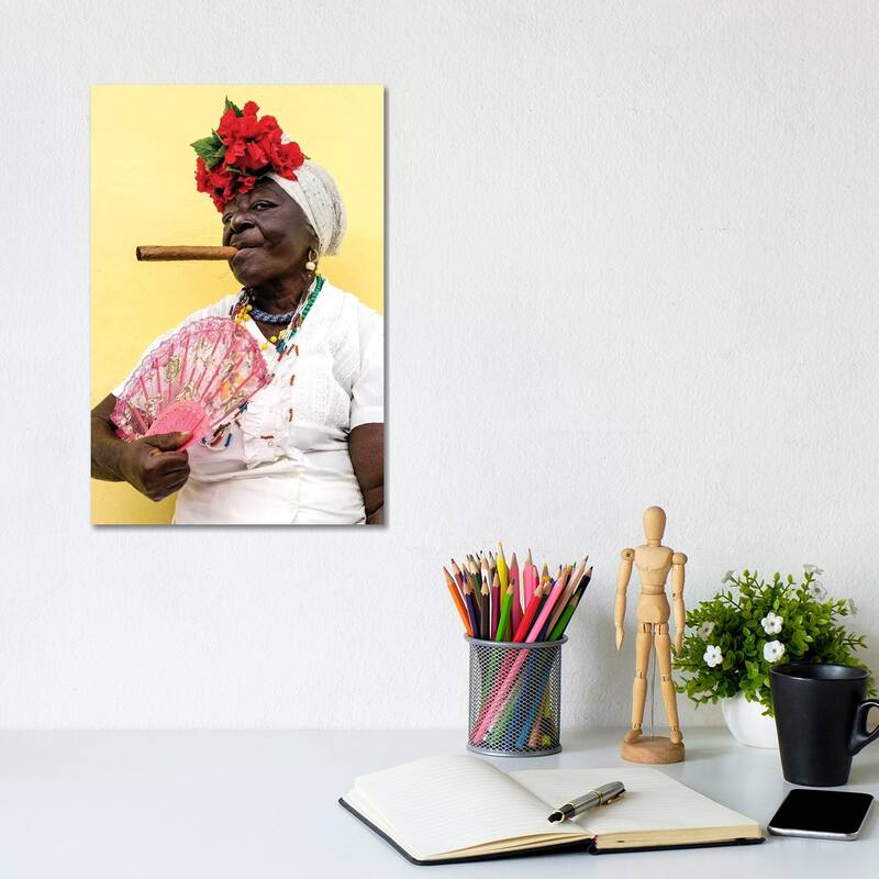 iCanvas "Woman Smoking Cigar In Havana Cuba" by Susanne Kremer Canvas Print - 12x8x0.75
