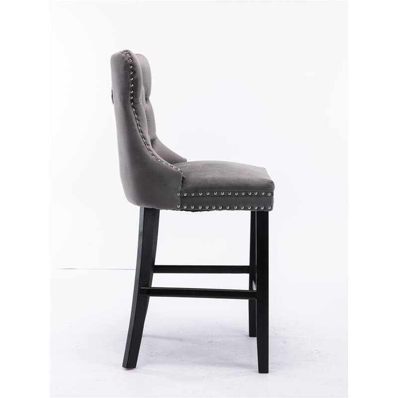 Contemporary Velvet Upholstered Barstools,Set of 2