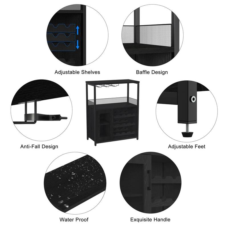 Wine Bar Cabinet with Storage,Small Liquor Cabinet,Bar Cabinet with Glass Holder