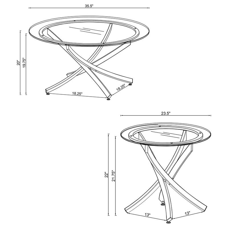 Brooke Round Glass Top Coffee Table Set