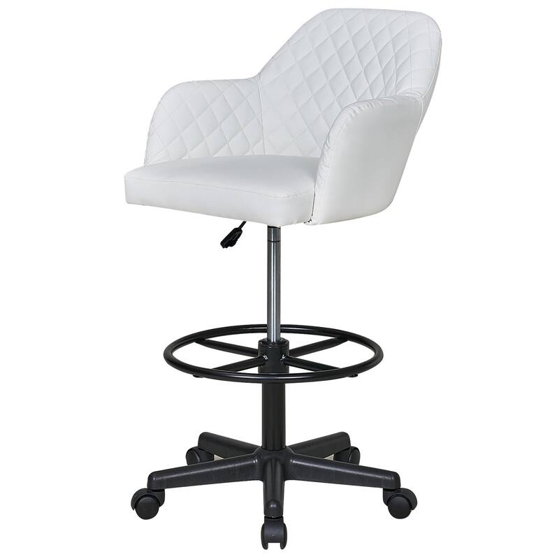 VECELO Contemporary PU Leather Drafting Chairs(Set of 2) Task Chair with Metal Frame and Back Home Ofiice Chairs