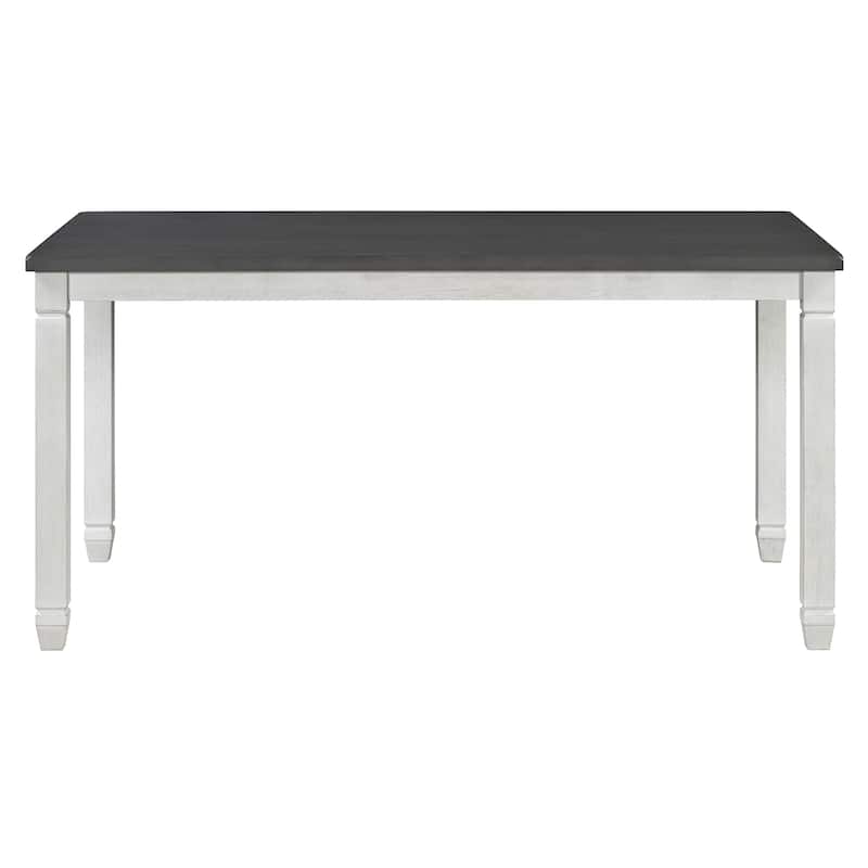 7 Piece Dining Table Set, Wooden Kitchen Furniture Set with Rectangle Table and 6 Upholstered Chairs with Shaped Legs