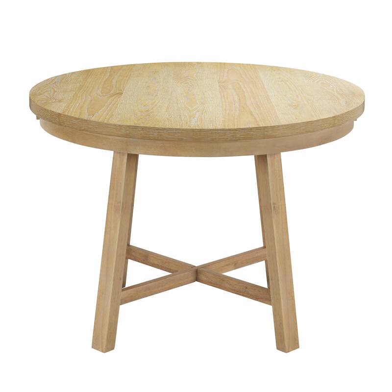 42inch Round Dining Table Set with Cross Legs and Upholstered Chairs