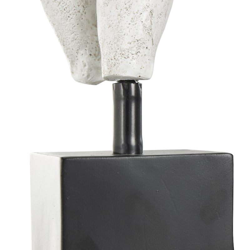 Polystone People Decorative Sculpture with Black Square Base - Cream - Roche River Decor