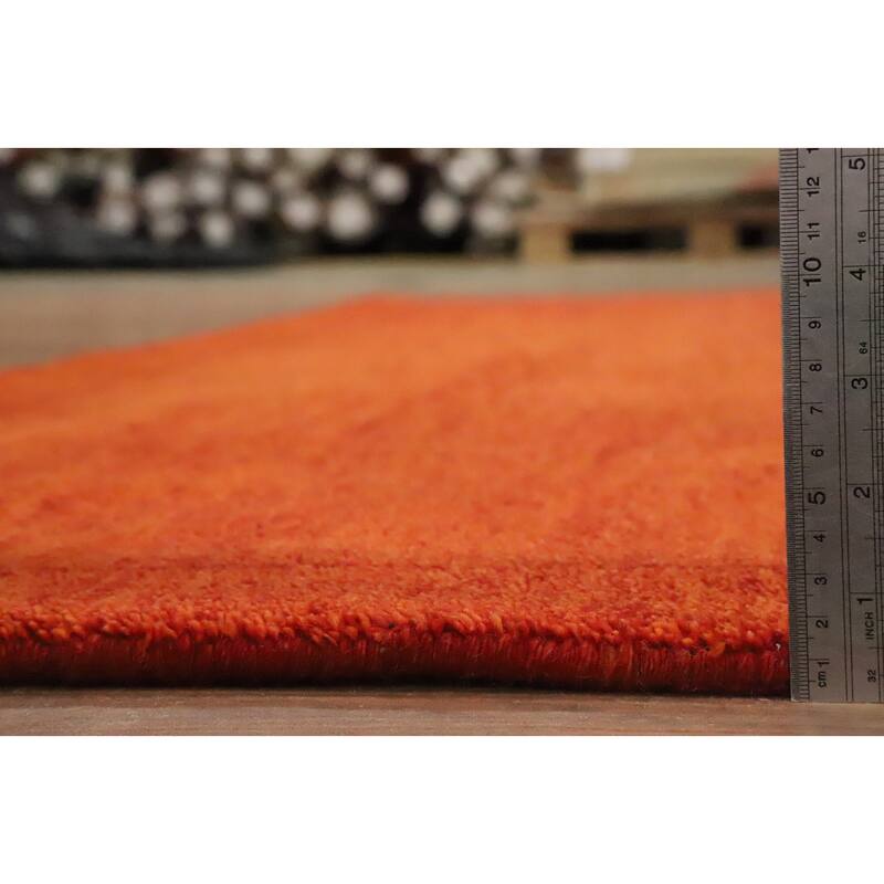 Hand Knotted Oriental 100% Wool Carpet Modern Solid Oranges & Rust Gabbeh Area Rug - 10' 0'' X 7' 11''
