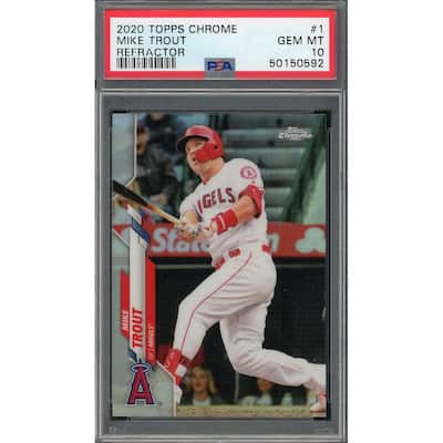 Mike Trout 2020 Topps Chrome Refractor Baseball Card #1 Graded PSA 10 GEM MINT - 8'6" x 11'6"
