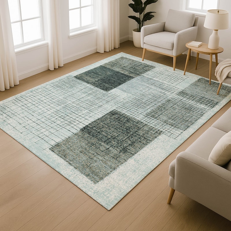 Premium Washable Super Soft Geo Hatch Mayfield Rug