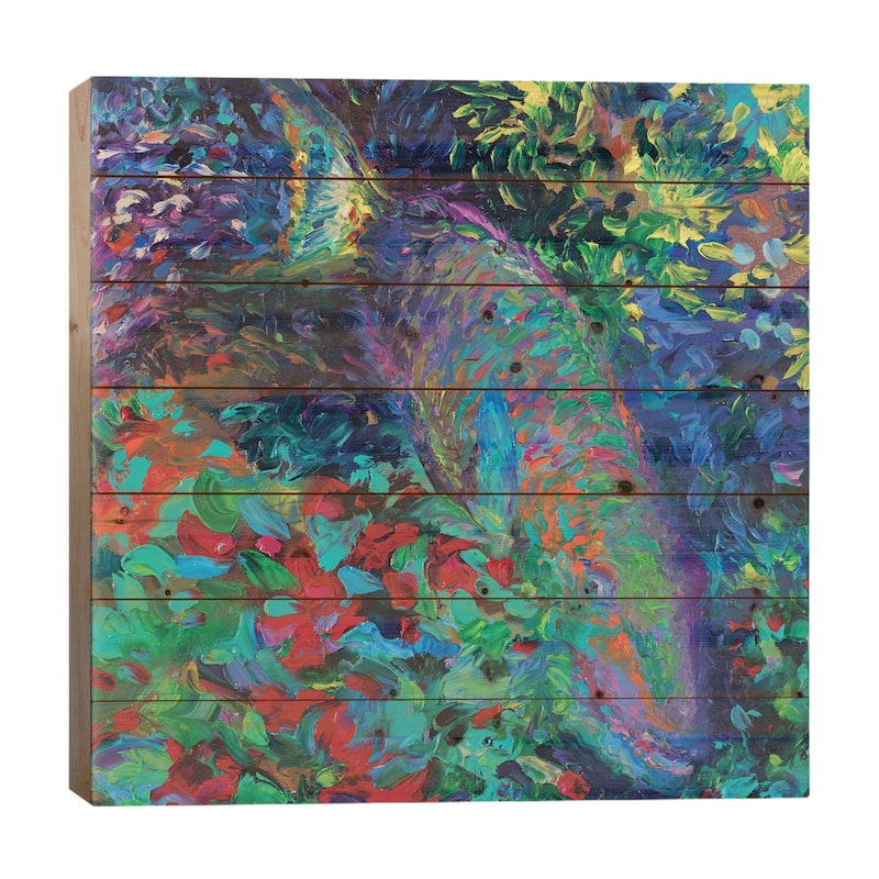 Marine Macaw Print On Wood by Iris Scott - Multi-Color - 26x26x1.5