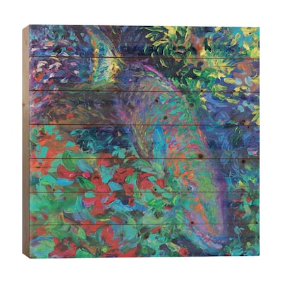 Marine Macaw Print On Wood by Iris Scott - Multi-Color