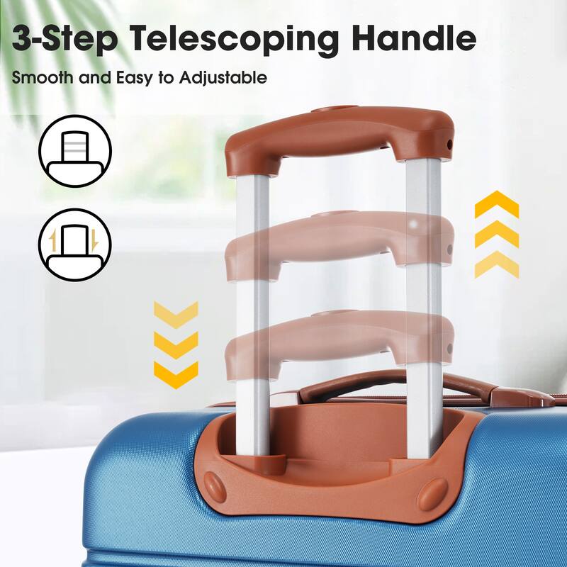 3 Piece Luggage Set ABS Hardside Lightweight Suitcase Set with Spinner Wheels and TSA Lock, 20" 24" 28" Luggage Case