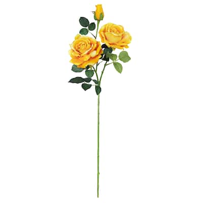 Set of 2 Honey Yellow Artificial Velvet Elegant Rose Flower Stem Spray 32in - 32" L x 7" W x 7" DP