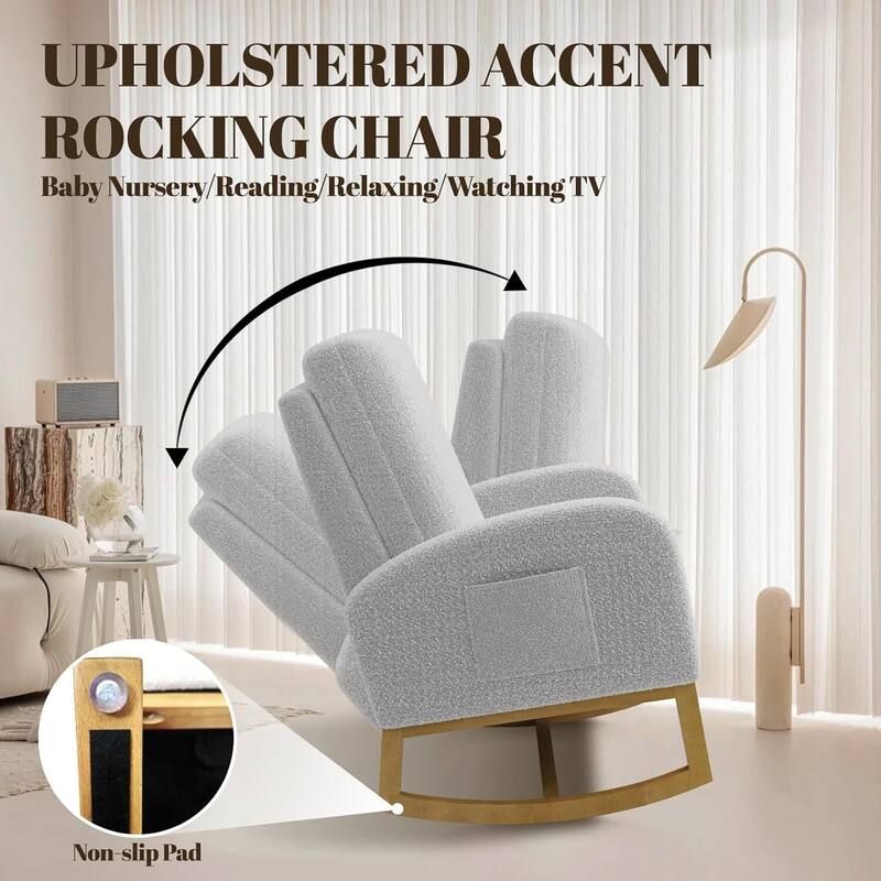 Teddy Fabric Rocking Chair for Living Room, Bedroom, Nursery, Garden - 1PC