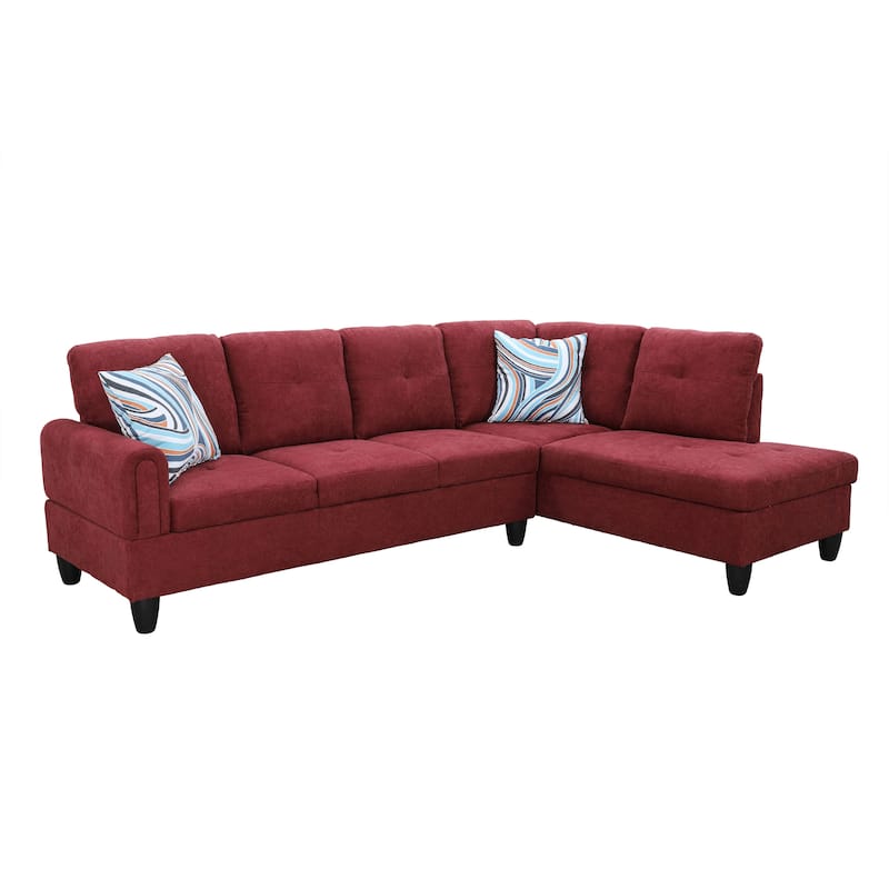 2-Pieces Sectional Sofa & Chaise,Burgundy,Flannelette(09704B-2)