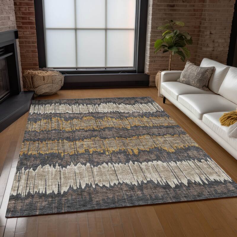 Machine Washable Indoor/ Outdoor Chantille Abstract Ombre Rug