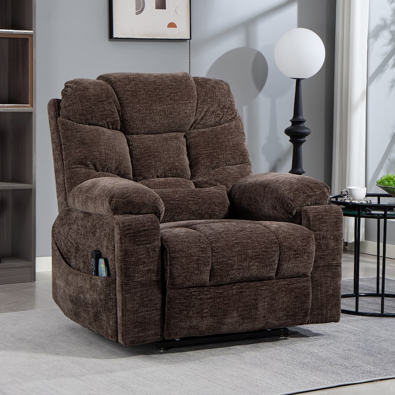 Flagship Dual Motor 26" Oversized Chenille Power Lift Recliner Chair
