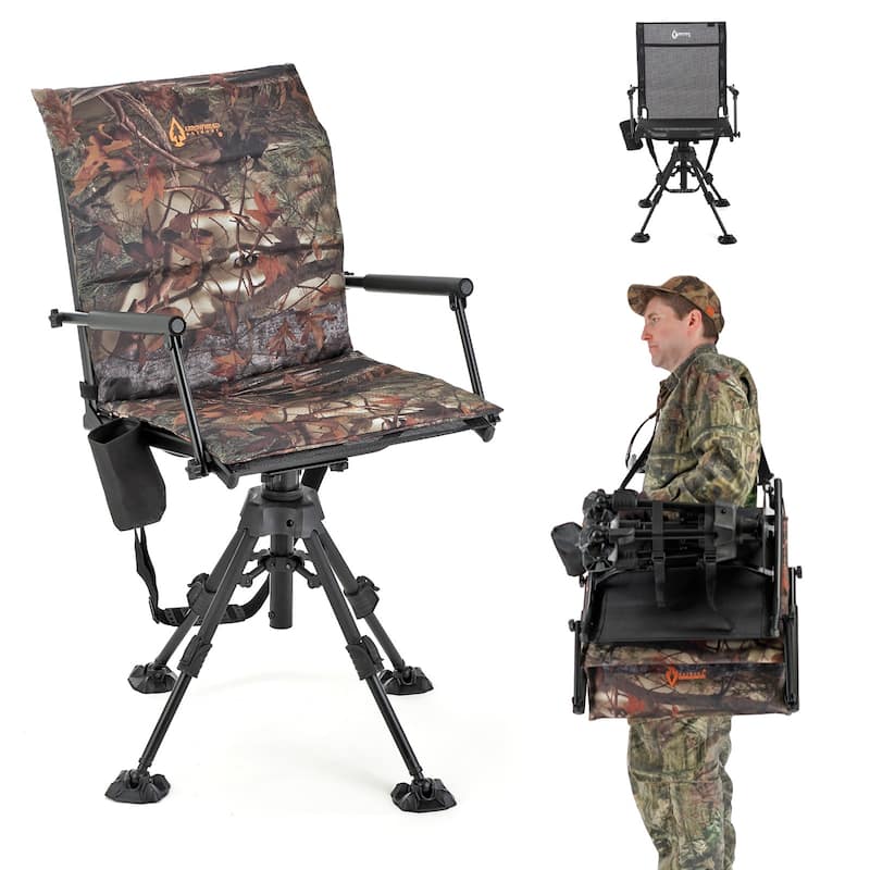 Arrowhead KKS0347U Wide Folding Hunting Swivel Blind Chair - Camo