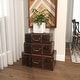 preview thumbnail 10 of 18, Brown Faux Leather Nesting Upholstered Decorative Trunk with Vintage Accents and Studs (Set of 3)