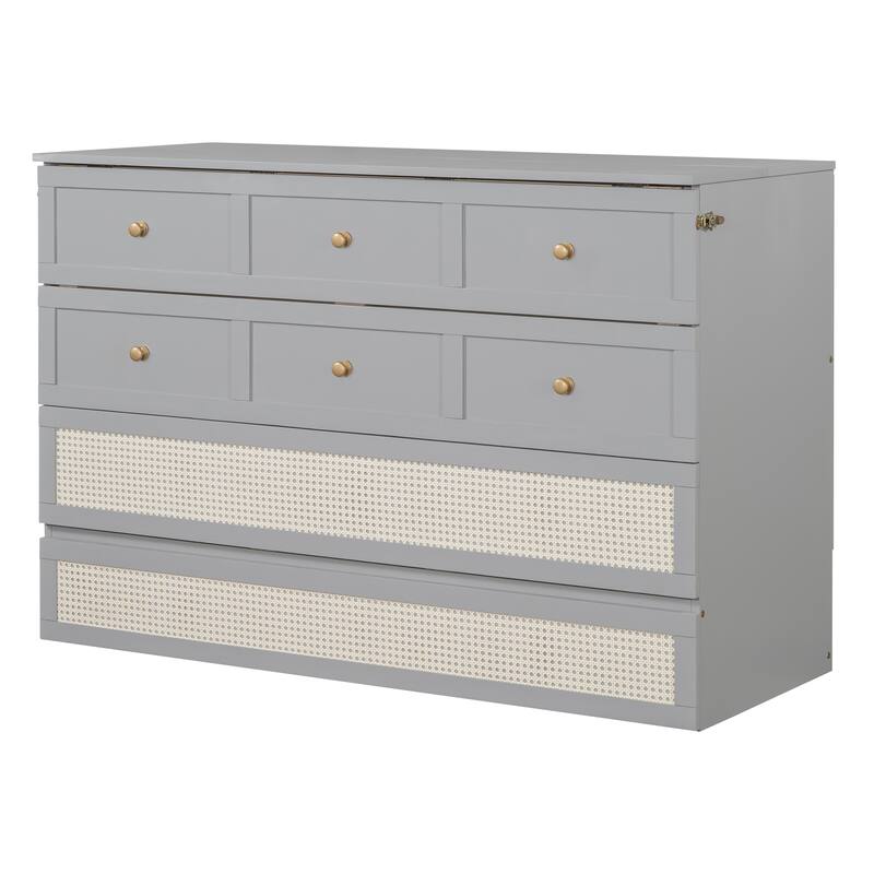 Queen Size Murphy Bed with Versatile Storage & Large Drawers