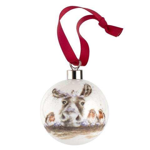 Royal Worcester Wrendale Designs Christmas Donkey Bauble (Donkey/Robin) - 2.6 Inches