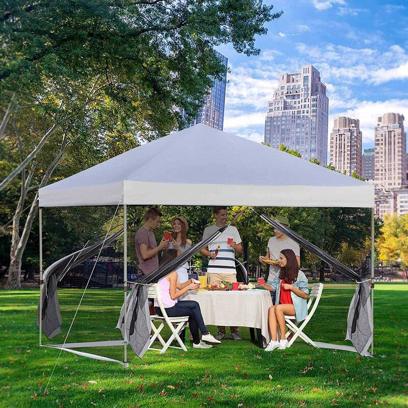 10' x 10' Pop Up Canopy Portable Folding Tent Gazebo Outdoor with Removable Sidewalls Mesh Curtains， Carrying Bag
