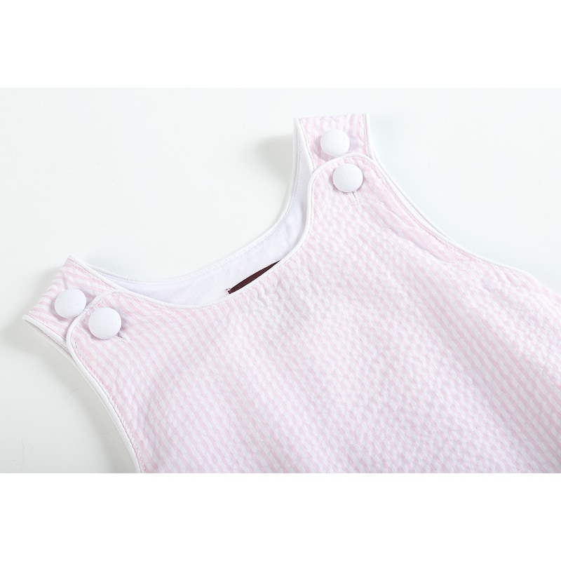 Lil Cactus Classic Pink Seersucker Bubble Romper