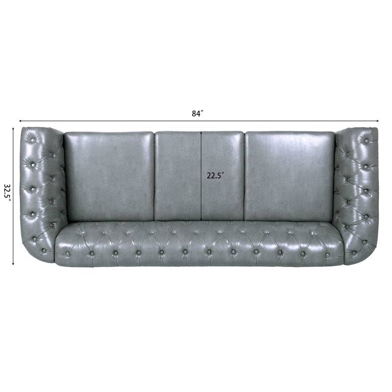 84.65" Rolled Arm Chesterfield 3 Seater Sofa